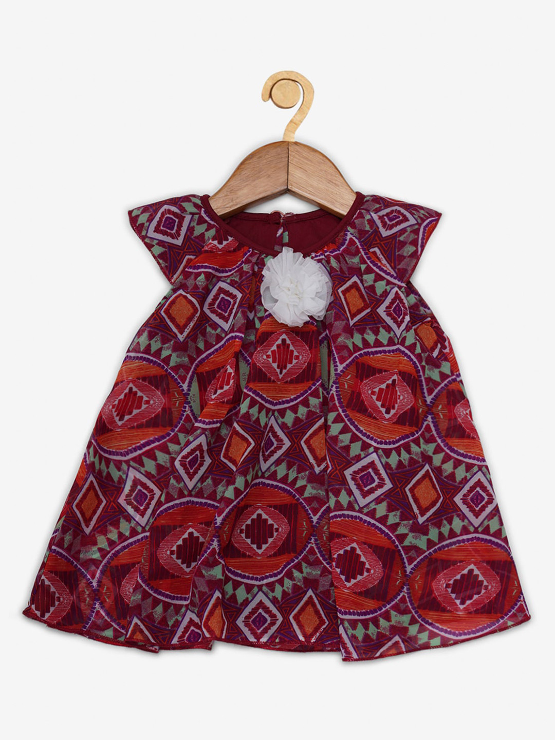 

Creative Kids Girls Maroon Printed A-Line Dress