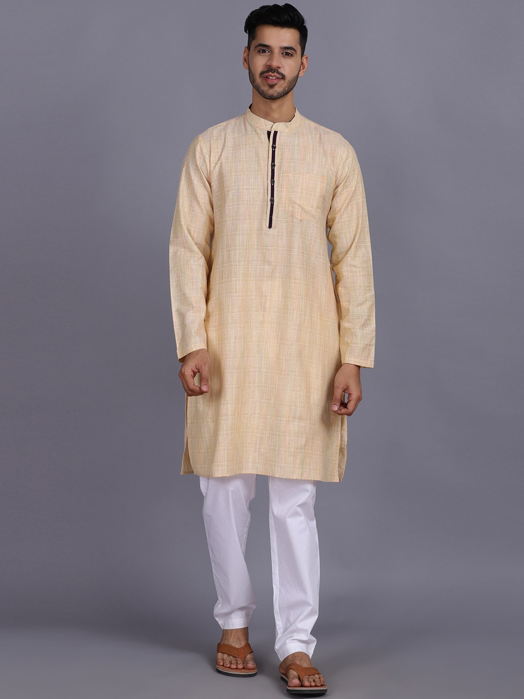 

Waahiba Men Beige Kurta With Pyjamas