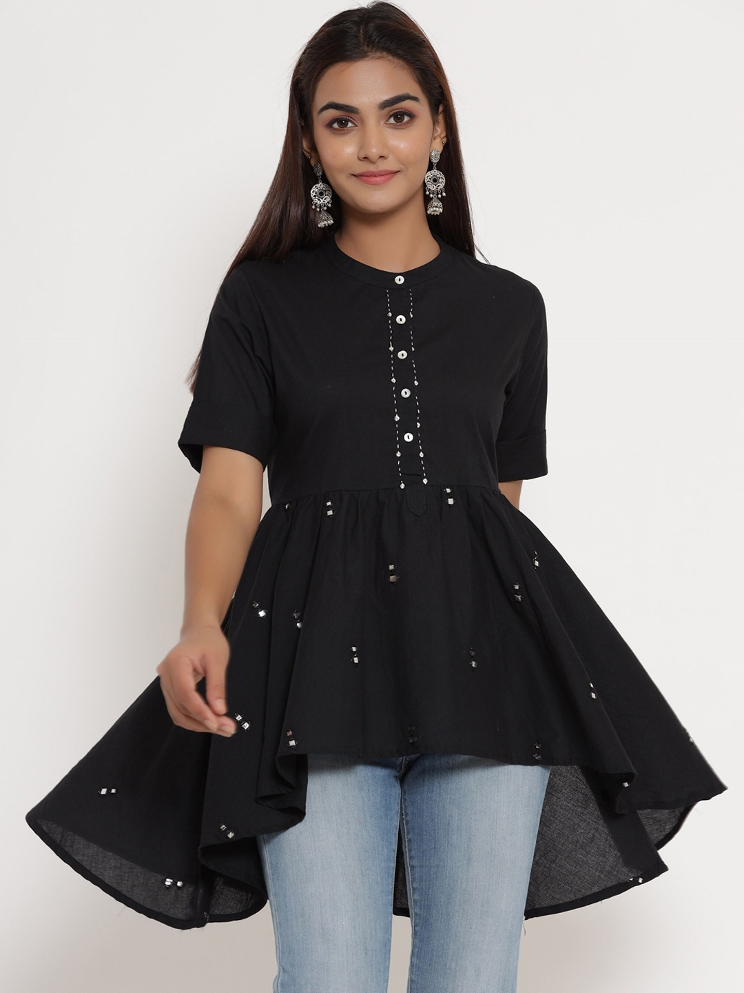 

mirari Women Black Embellished Kurta
