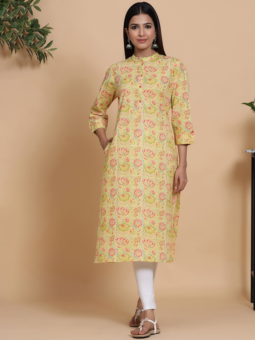

mirari Women Yellow Floral Printed Floral Kurta