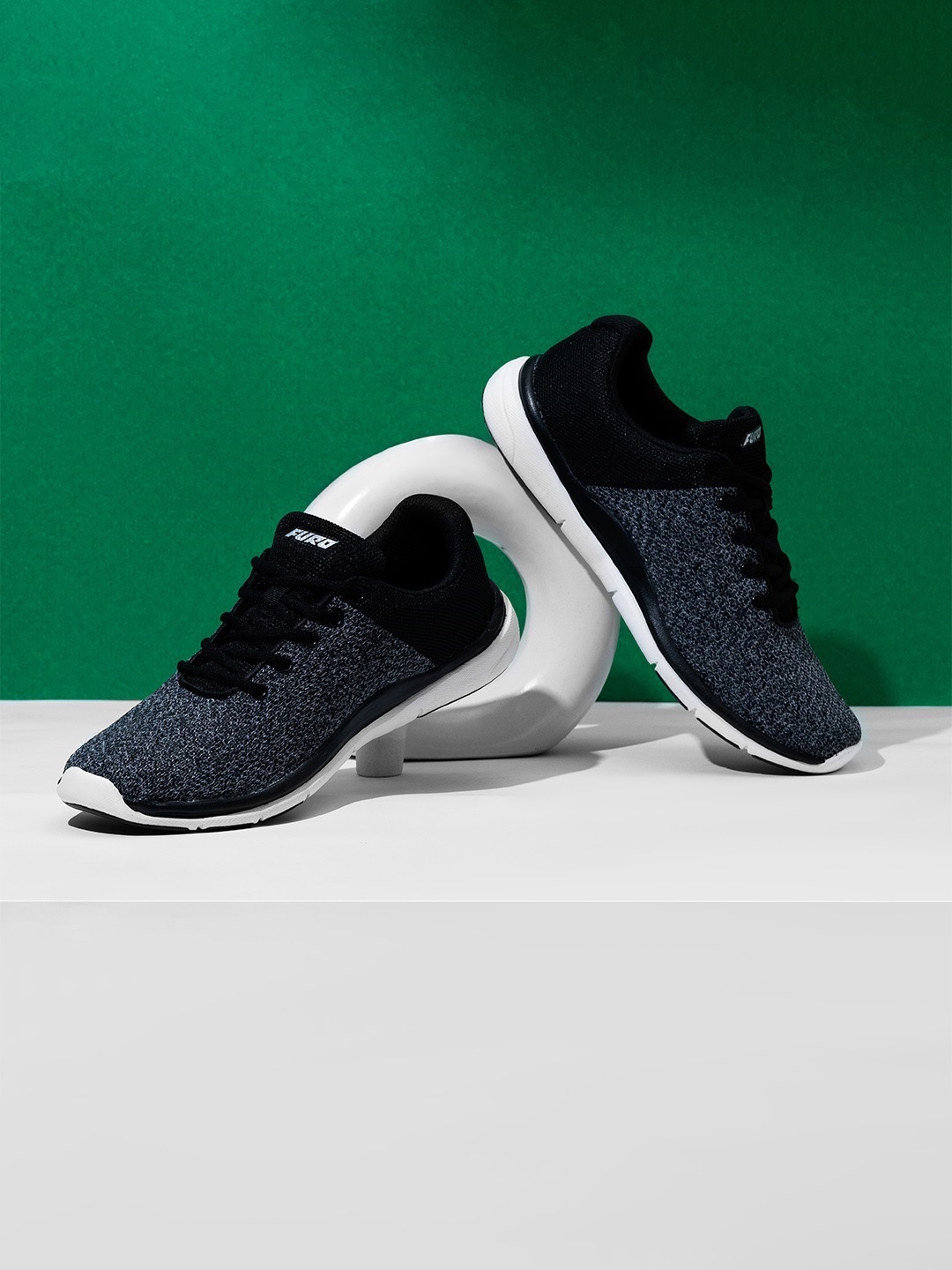 

FURO by Red Chief Men Black Mesh Lace Up Regular Running Sports Shoes
