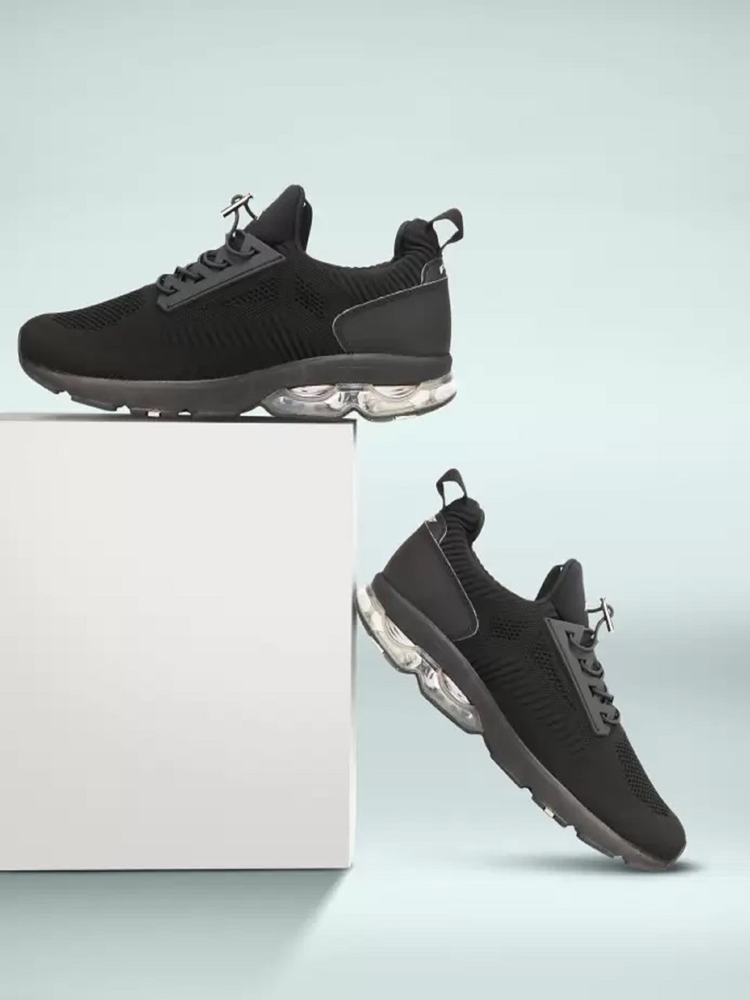 

FURO by Red Chief Men Black Mesh Lace Up Regular Running Sports Shoes