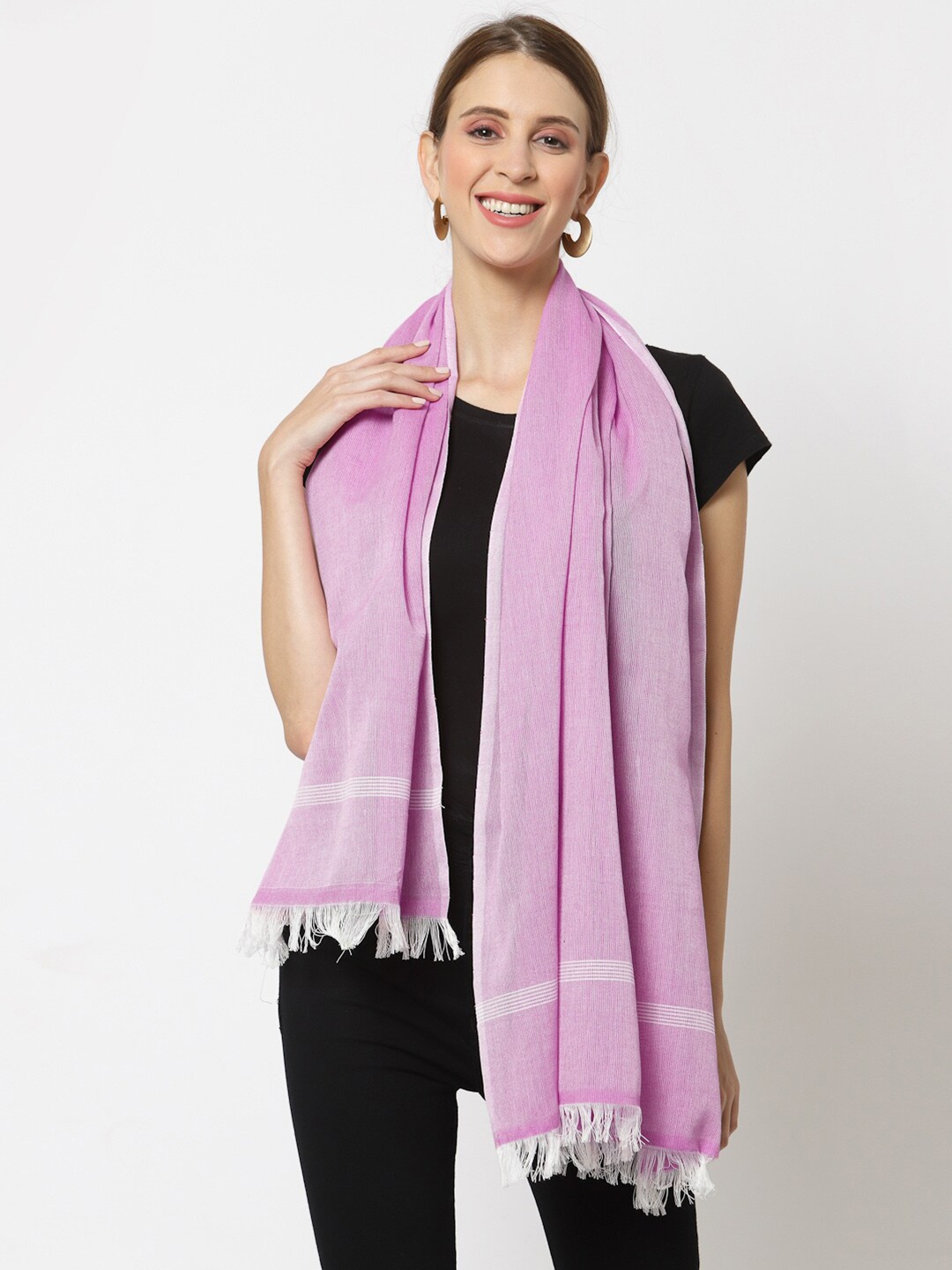 

KLOTTHE Women Lavender & White Solid Stole