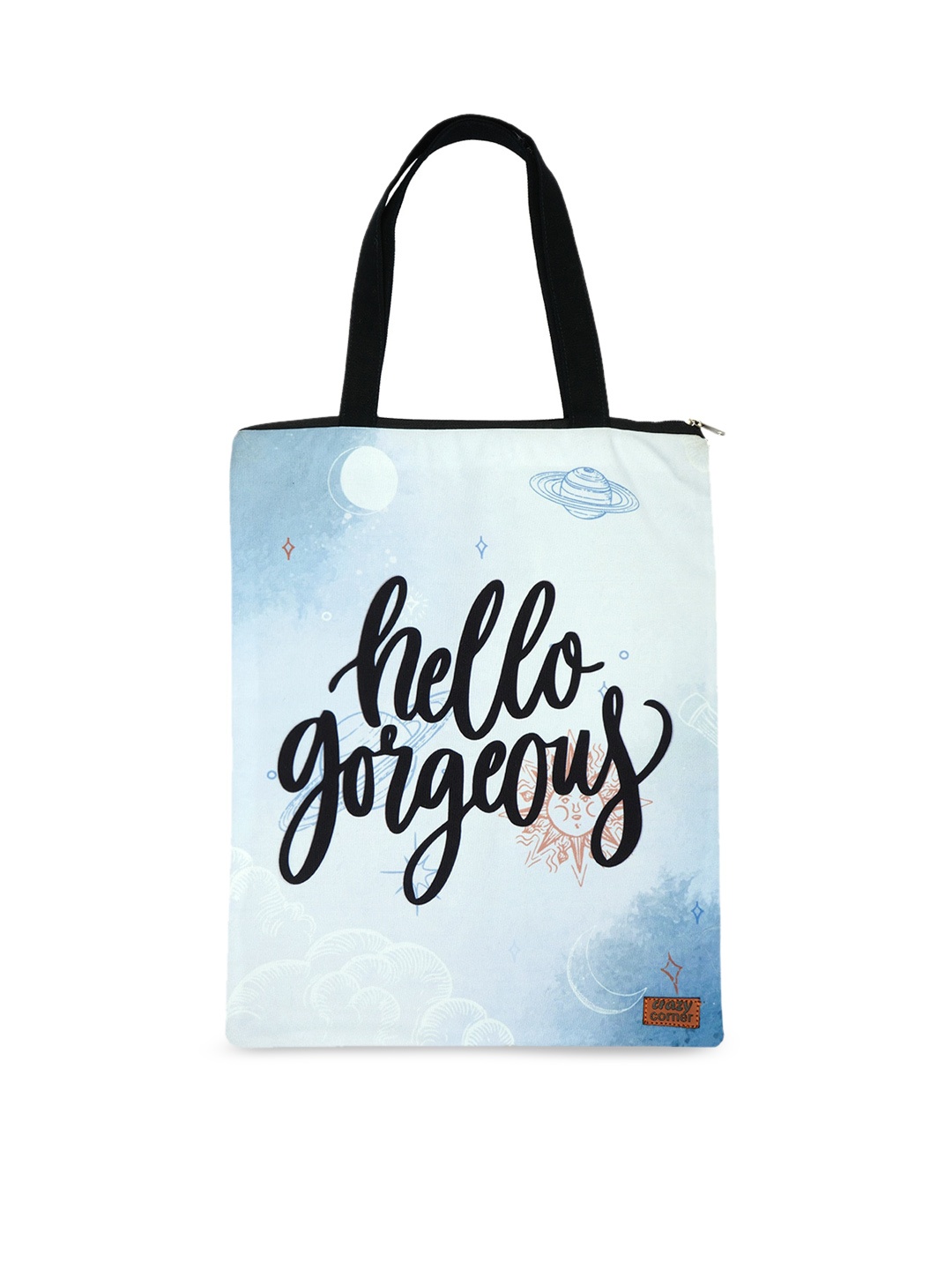 

Crazy Corner Blue Printed Oversized Shopper Tote Bag with Applique