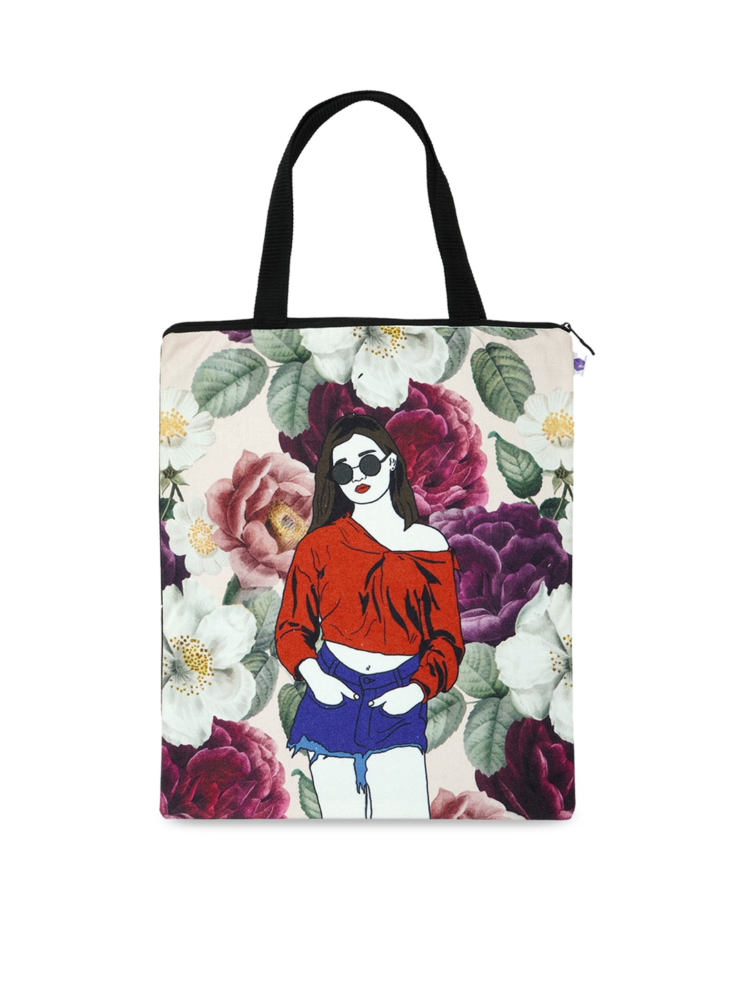 

Crazy Corner Beige Printed Oversized Structured Tote Bag