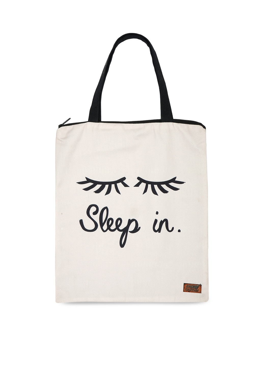 

Crazy Corner Beige Printed Shopper Tote Bag with Cut Work
