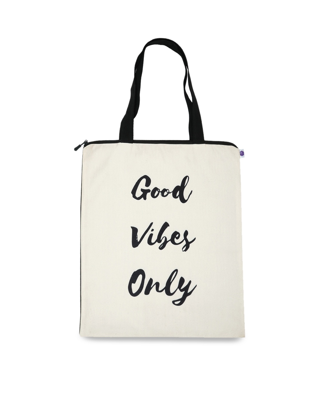 

Crazy Corner White Printed Oversized Shopper Tote Bag with Cut Work