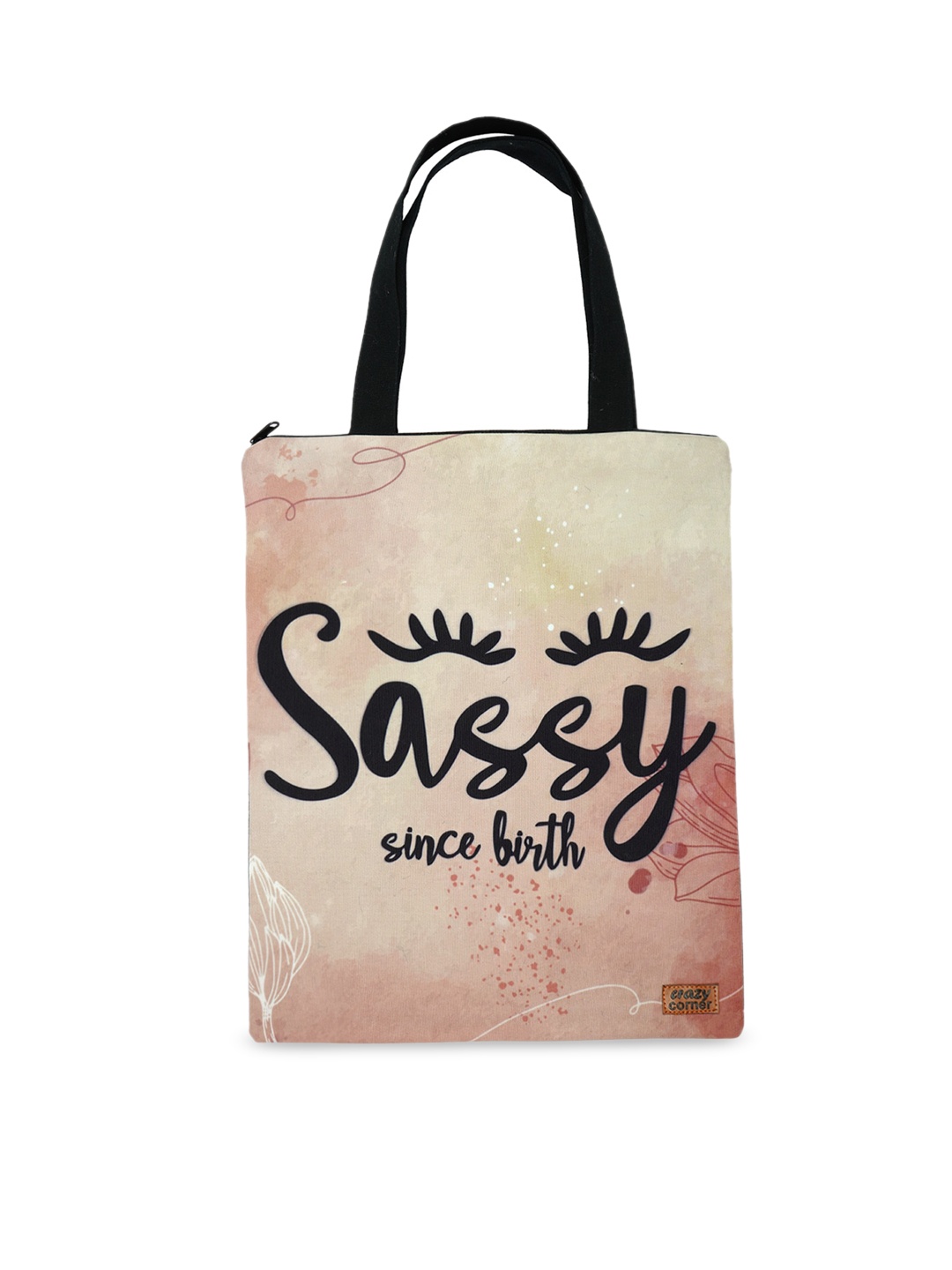 Crazy Corner Orange Printed Structured Tote Bag