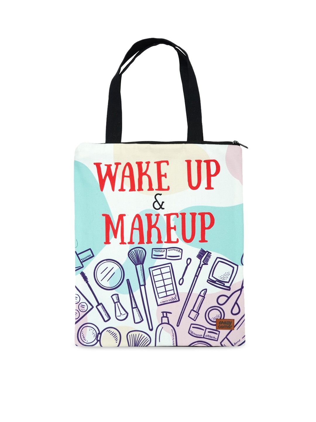 

Crazy Corner Blue Printed Shopper Tote Bag with Applique