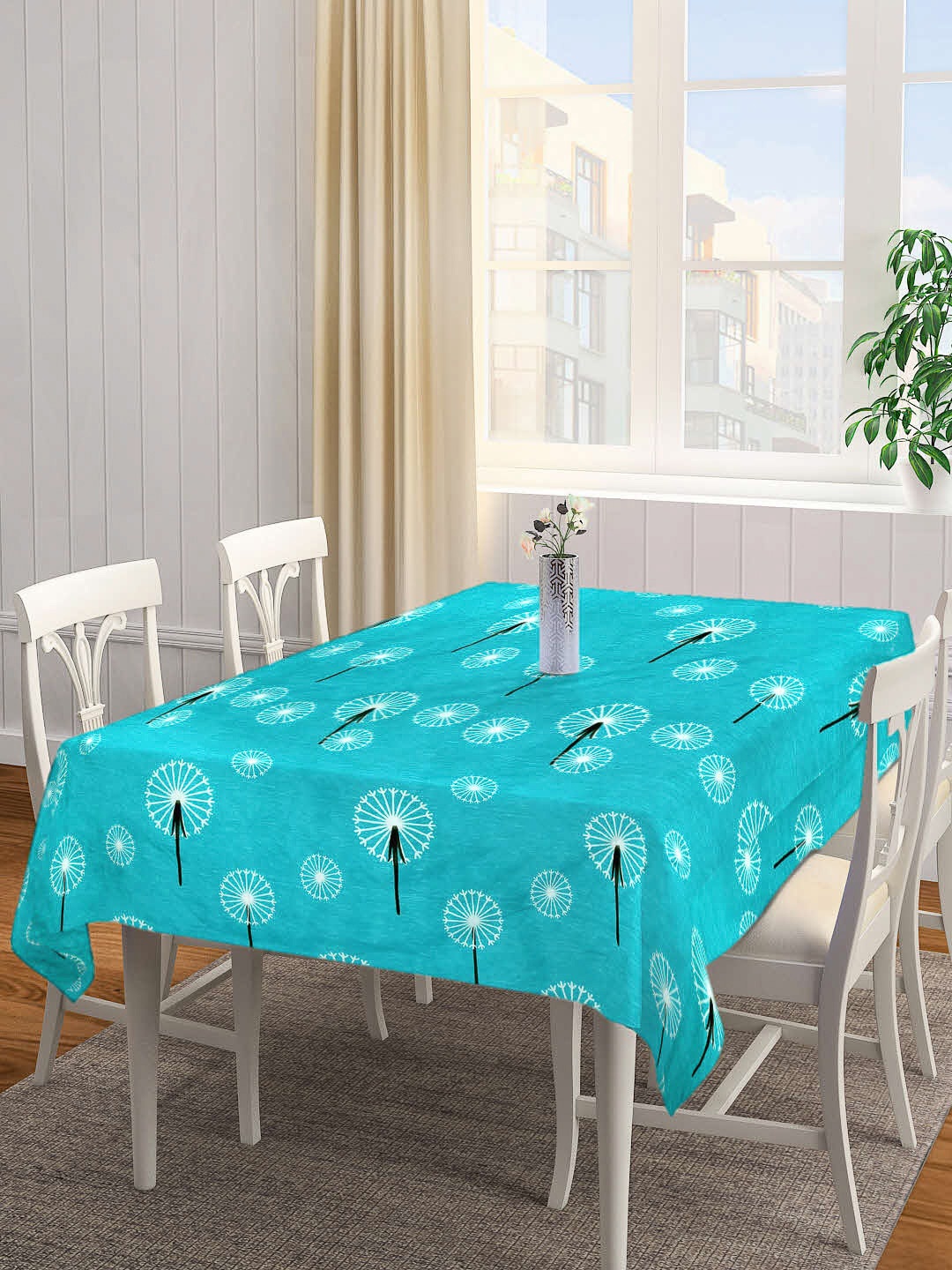 

KLOTTHE Blue & White Printed 6 Seater Rectangular Table Cover