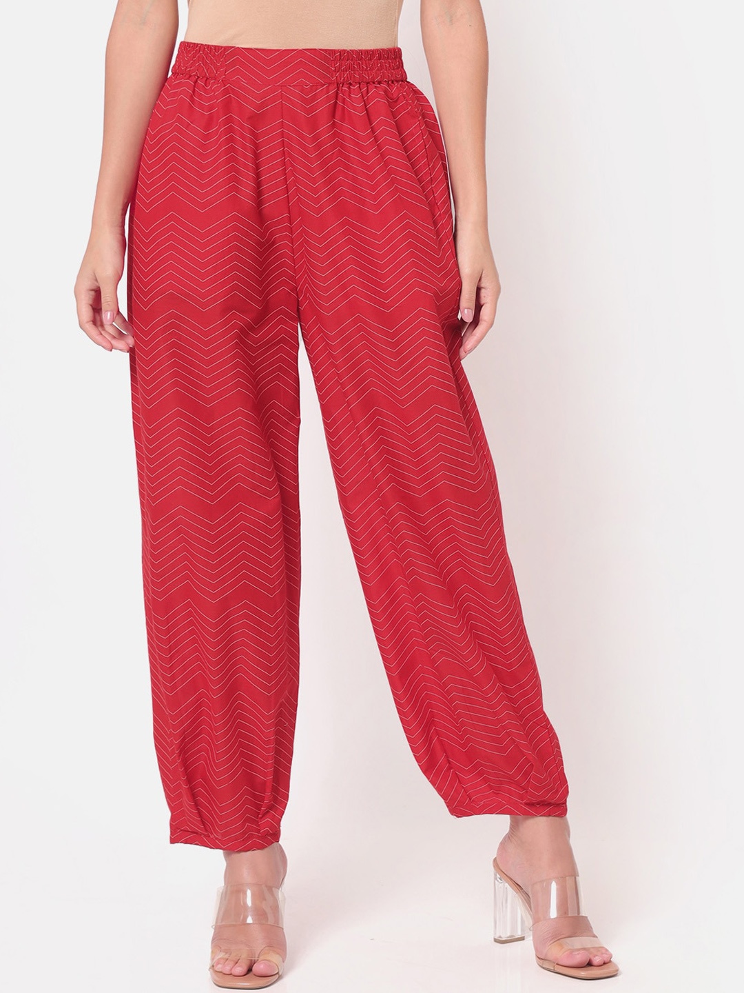 

Saaki Women Red Relaxed Straight Leg Trousers