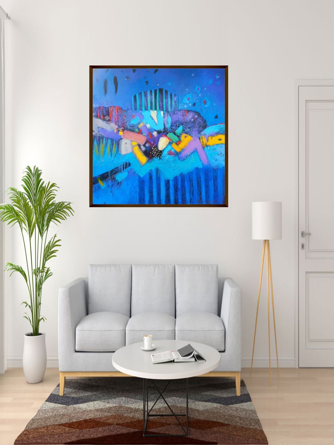 

The Art House Blue & Yellow Abstract Printed Wall Art