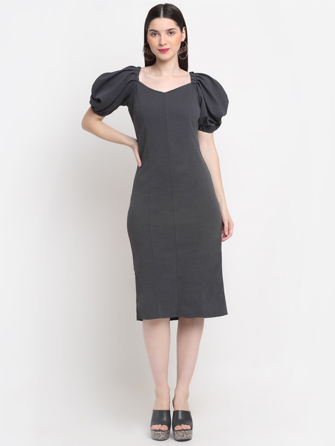 

BUY NEW TREND Grey Sheath Dress