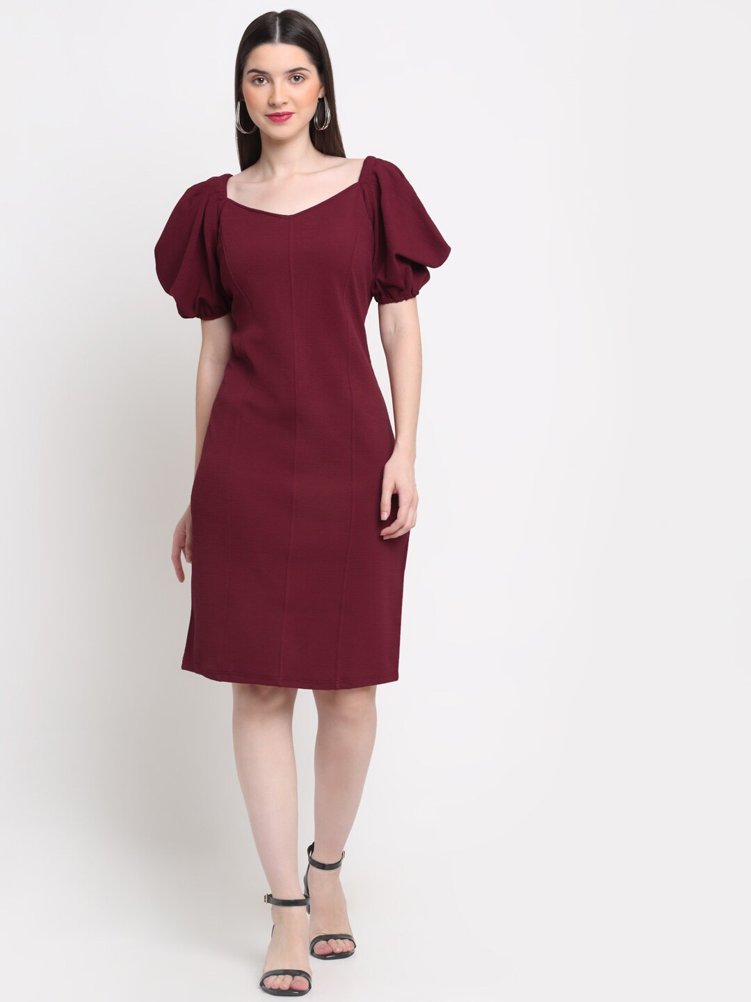 

BUY NEW TREND Maroon Sheath Dress