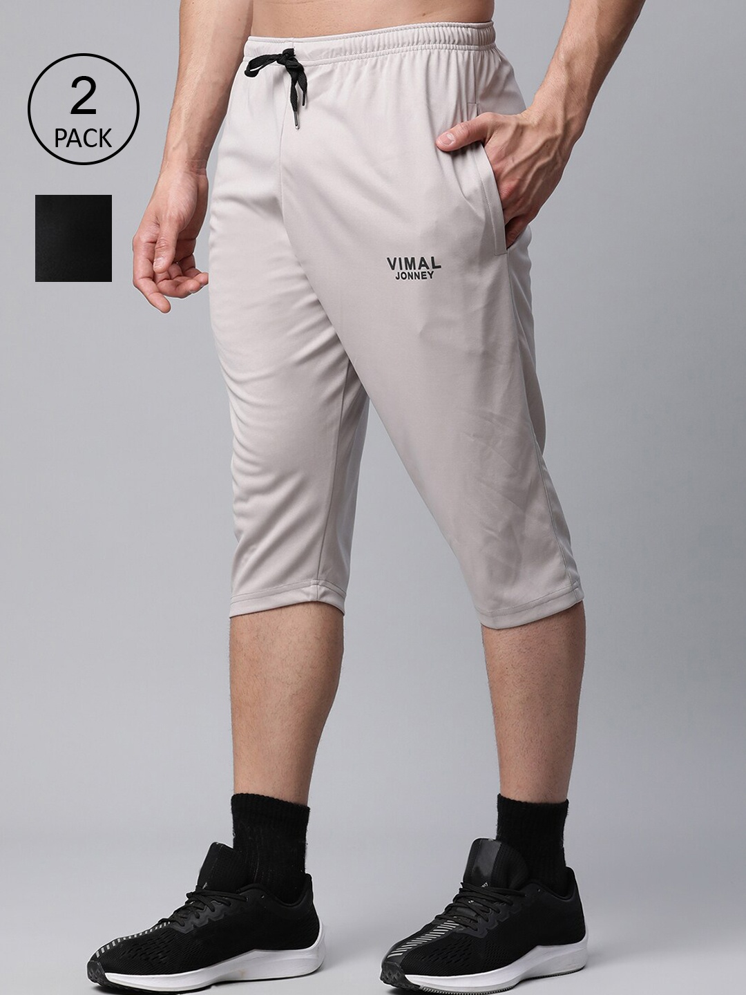 MACK JONNEY JONNEY Men Black Training or Gym Cargo Shorts Pack of 2