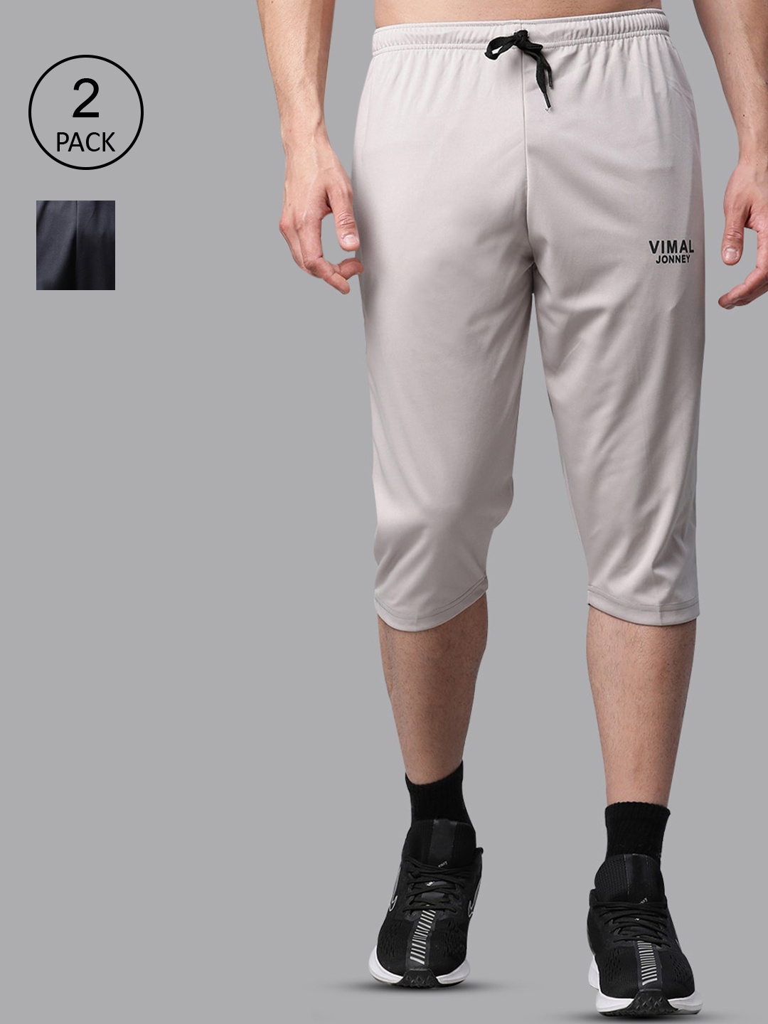 

MACK JONNEY JONNEY Men Grey Training or Gym Sports Shorts - Pack of 2