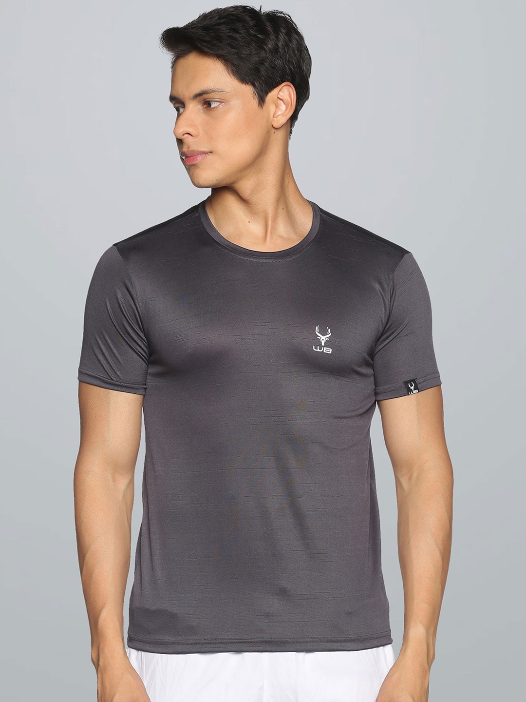 

Wildbrocket Men Grey Slim Fit T-shirt