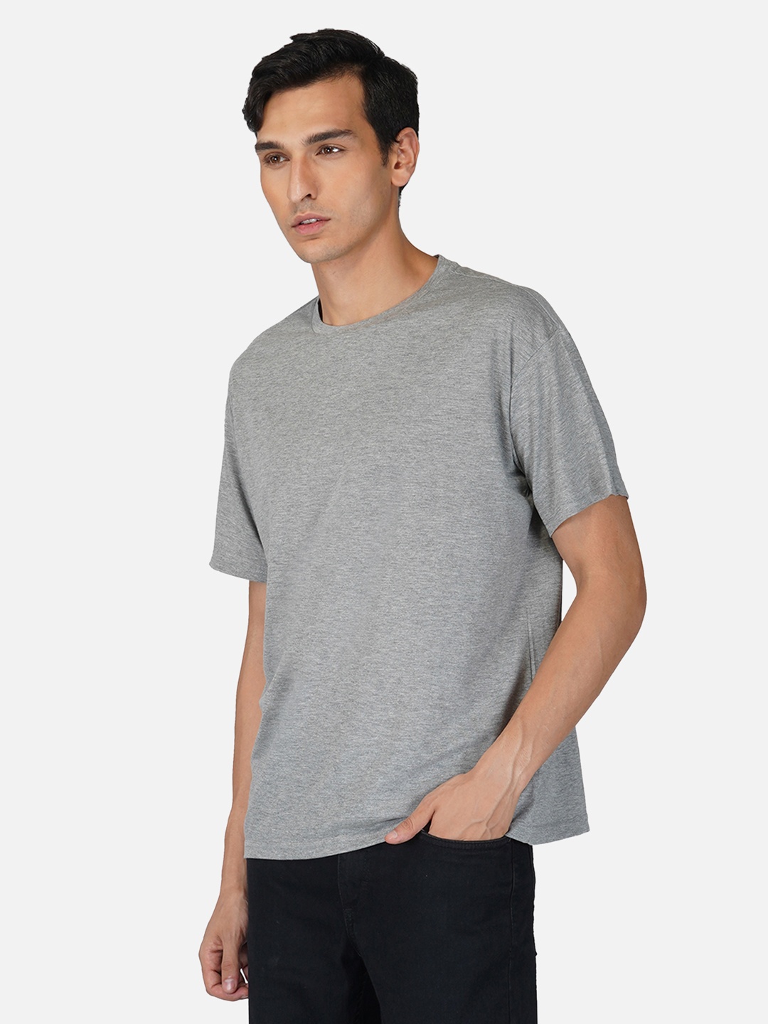 

Tinted Men Grey Melange Loose T-shirt