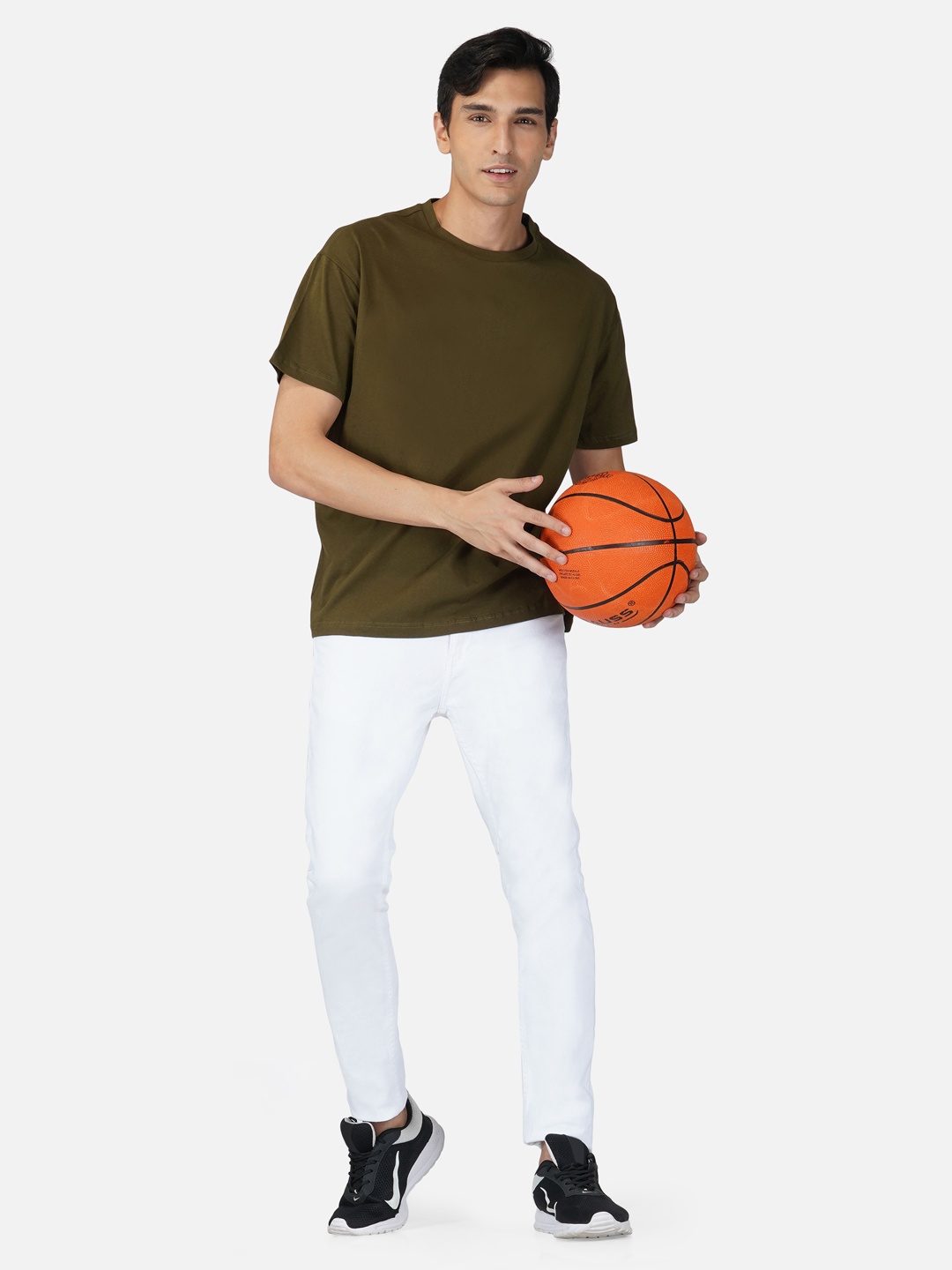 

Tinted Men Olive Green Loose T-shirt