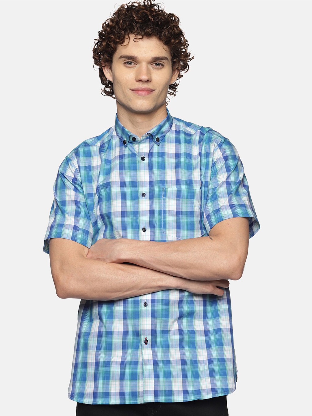 

DON VINO Men Blue Relaxed Checked Casual Shirt