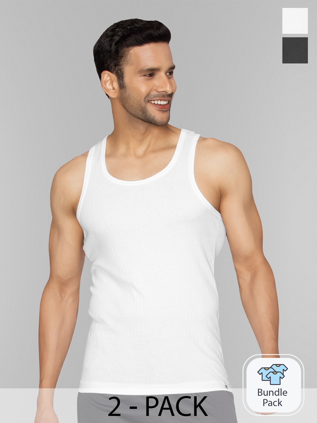 

XYXX Men Pack of 2 Solid Nova Super Combed Cotton Round Neck Innerwear Vest, Charcoal