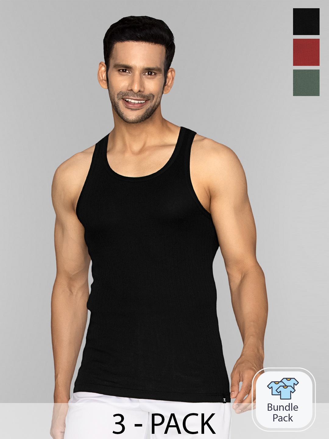 

XYXX Men Pack Of 3 Solid Innerwear Vests, Red