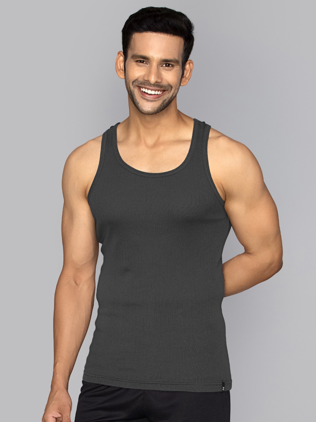 

XYXX Men Solid Nova Super Combed Cotton Grey Round Neck Innerwear Vest, Charcoal