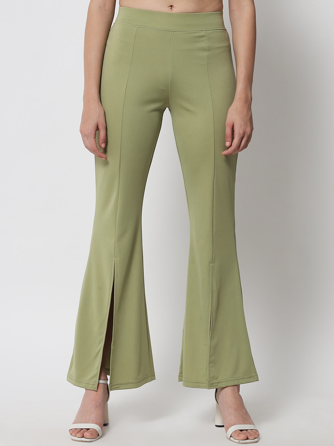 

Kotty Women Green Solid Relaxed Flared Bootcut Trousers