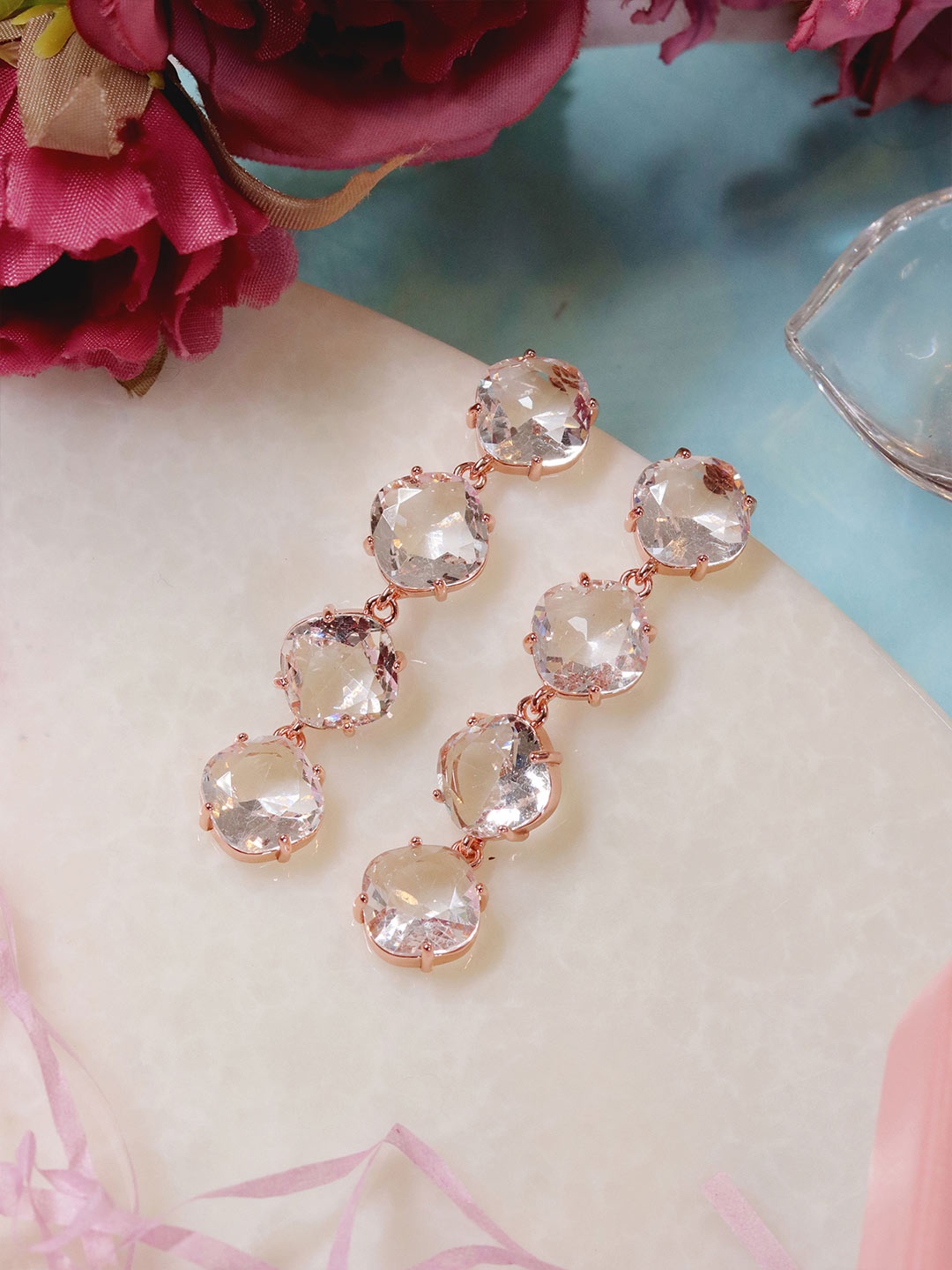 

Ishhaara Pink Spherical Drop Earrings