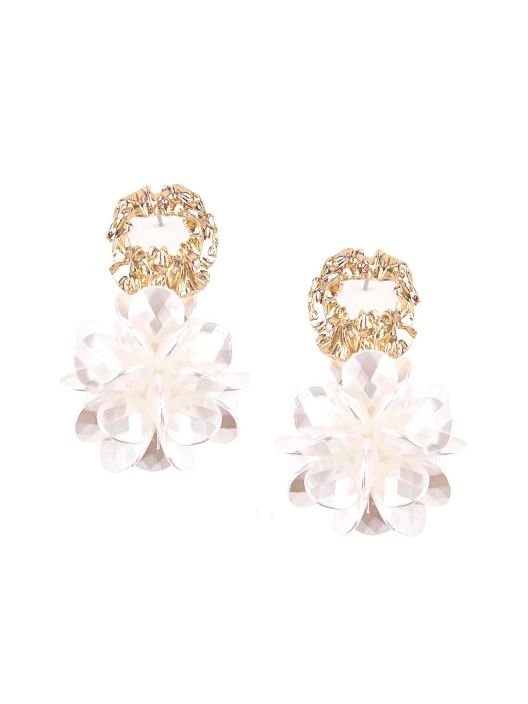 

ODETTE Gold-Toned & Pink Floral Drop Earrings