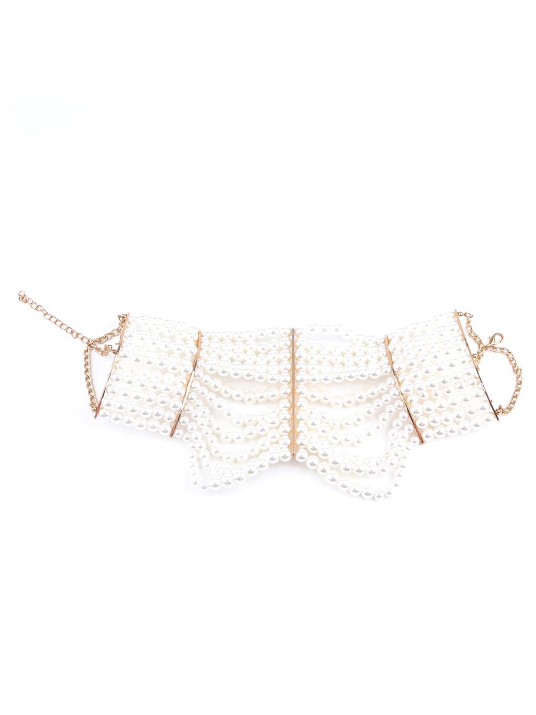 

ODETTE White & Gold-Toned Pearl Beaded Choker Necklace