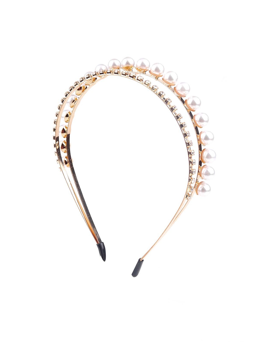 

ODETTE Women Gold-Toned & White Embellished Hairband