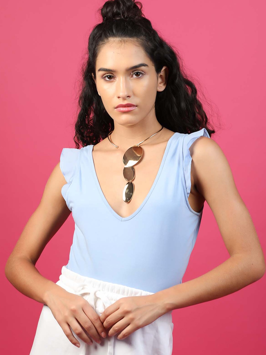 

ODETTE Gold-Toned rounded modern art inspired Necklace