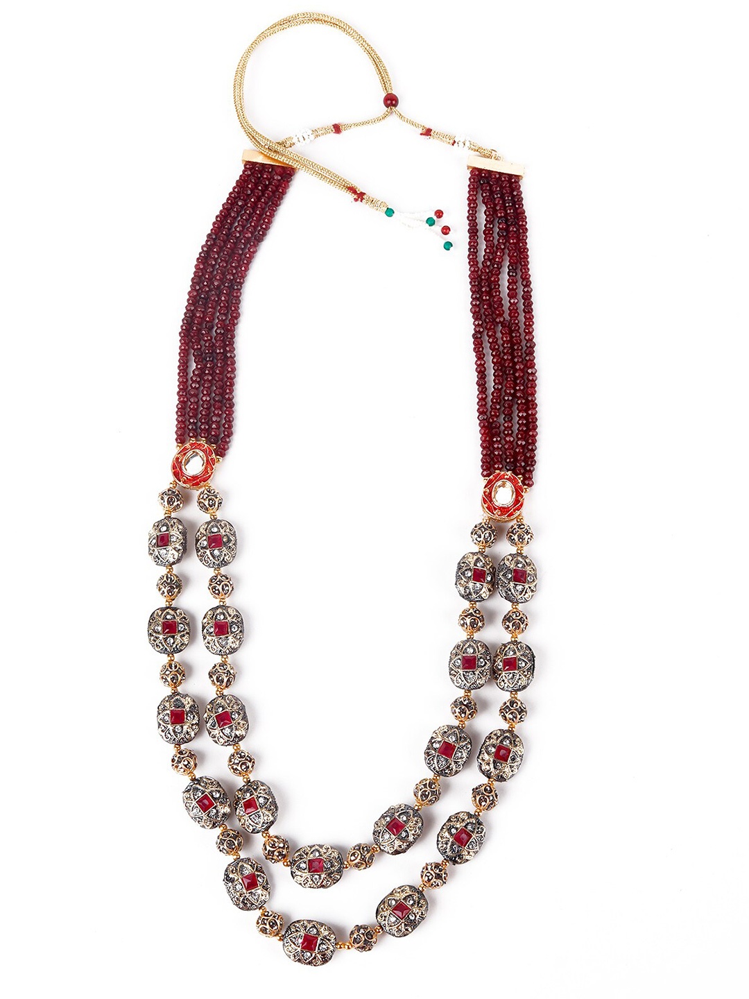 

ODETTE Maroon Embellished Layered Necklace