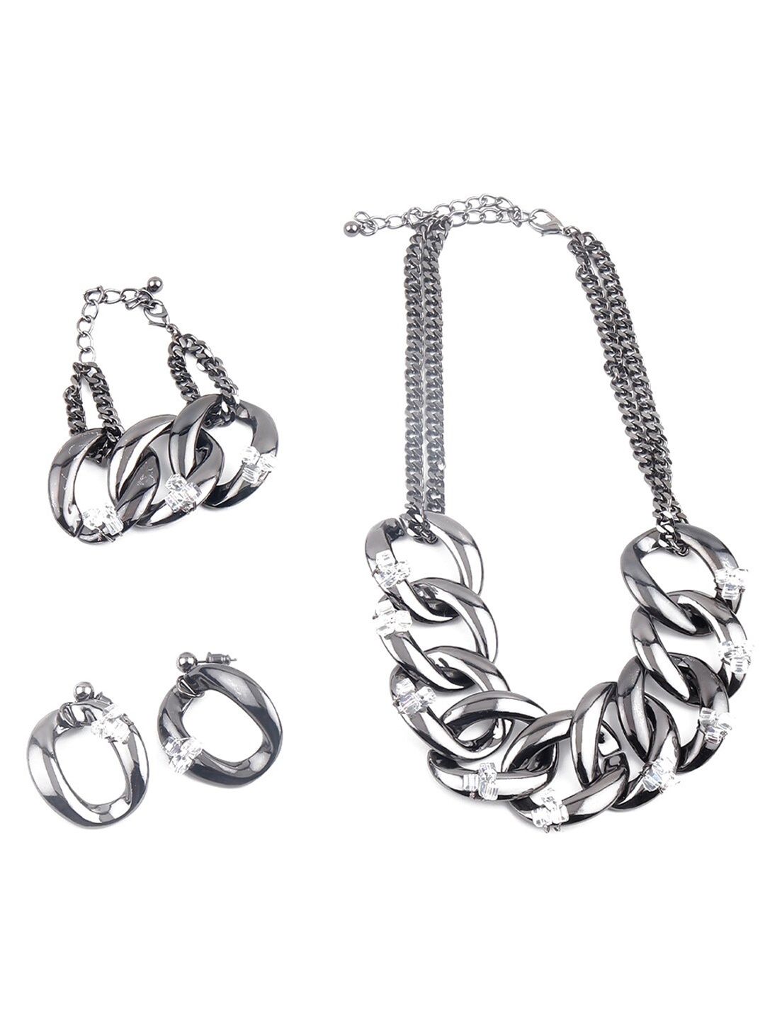 

ODETTE Women Silver-Toned Chain Shaped Jewellery Set