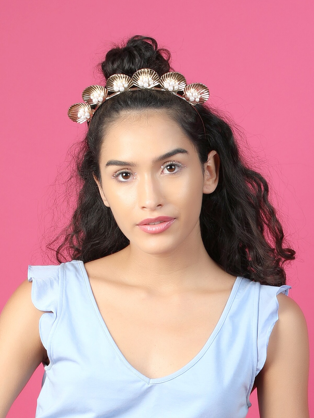 

ODETTE Women Gold-Toned shell-shaped Beaded Hairband