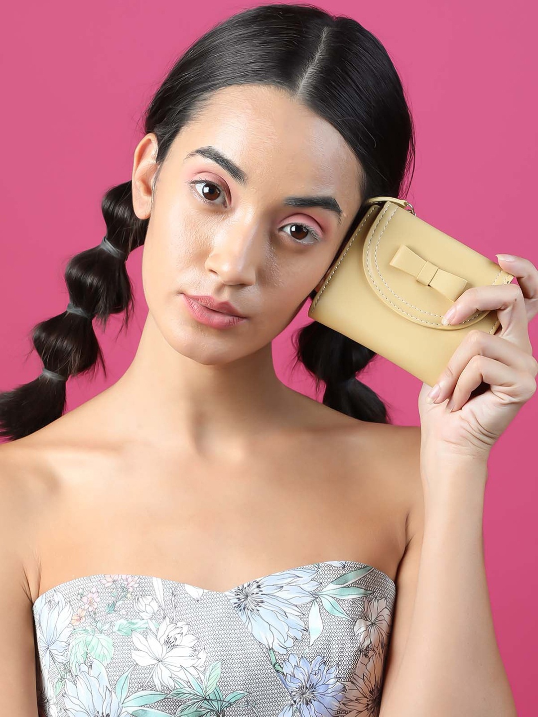 

ODETTE Women Beige Three Fold Wallet