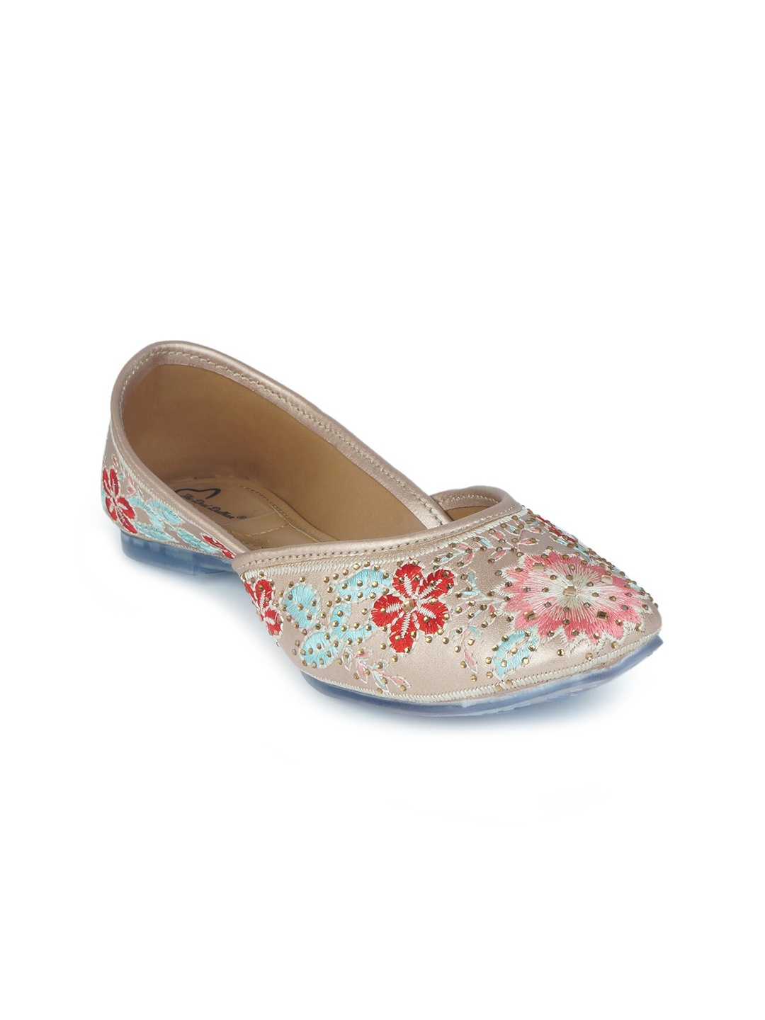 

The Desi Dulhan Women Copper-Toned Ethnic Embellished Mojaris
