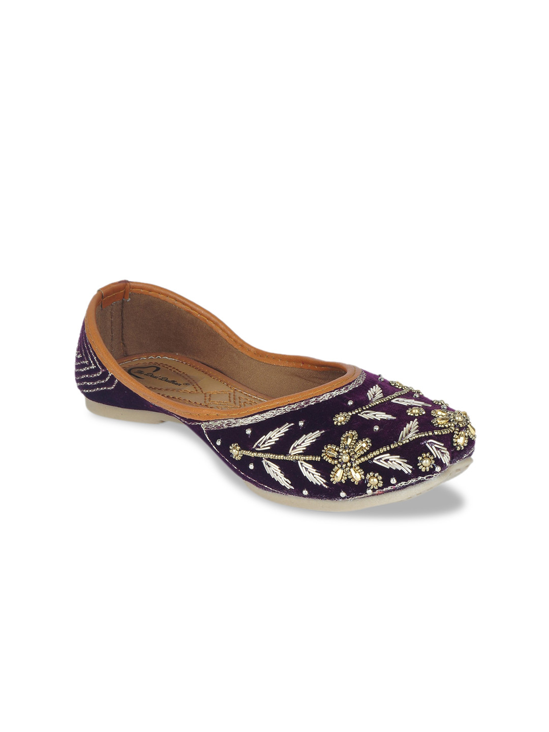 

The Desi Dulhan Women Purple Printed Leather Ethnic Flats