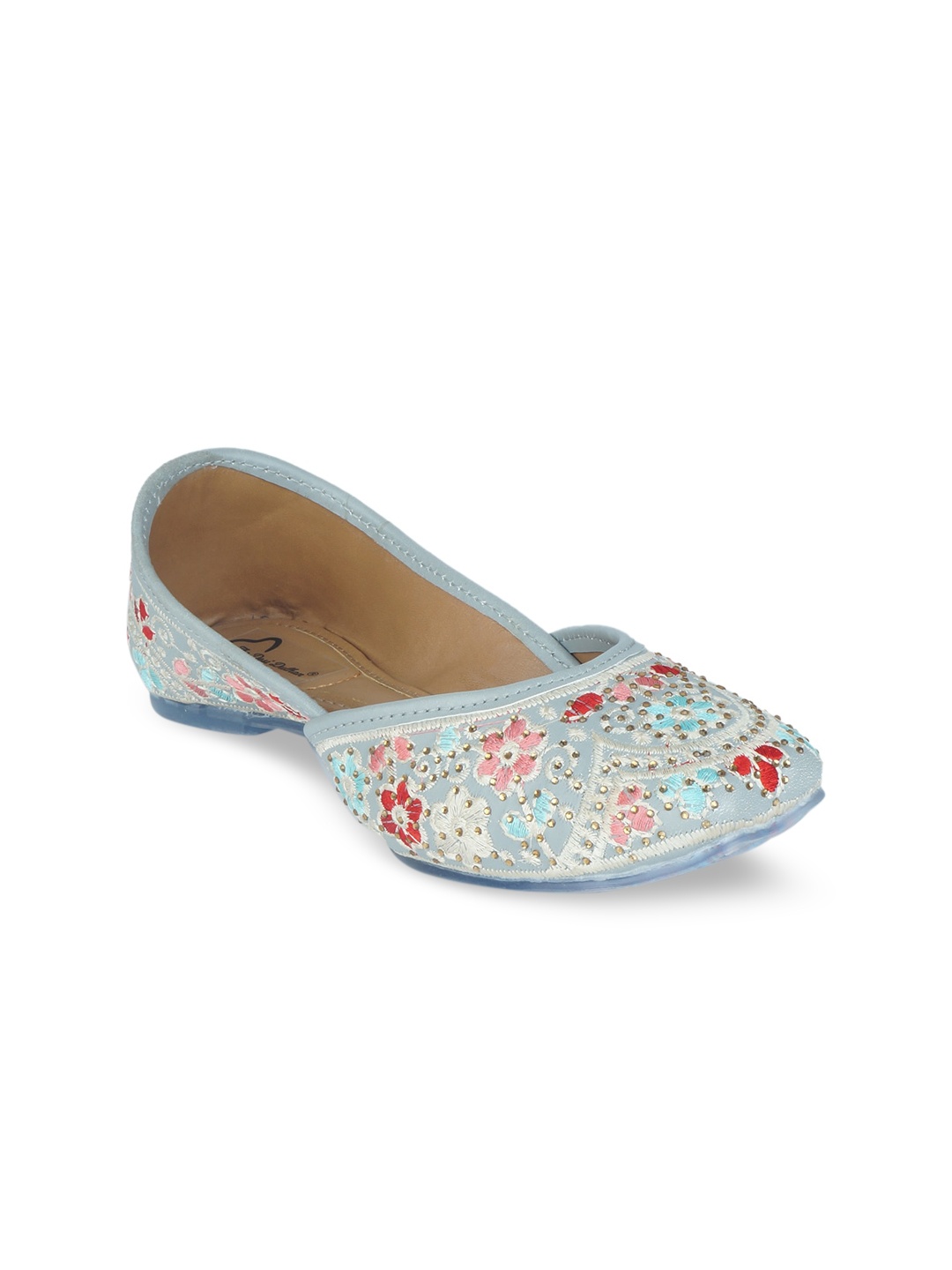 

The Desi Dulhan Women Grey Printed Leather Ethnic Flats