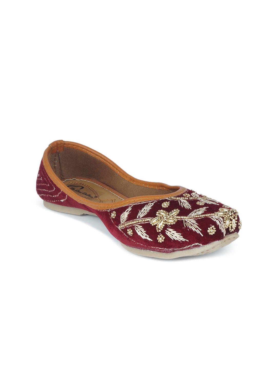 

The Desi Dulhan Women Maroon Printed Leather Ethnic Flats