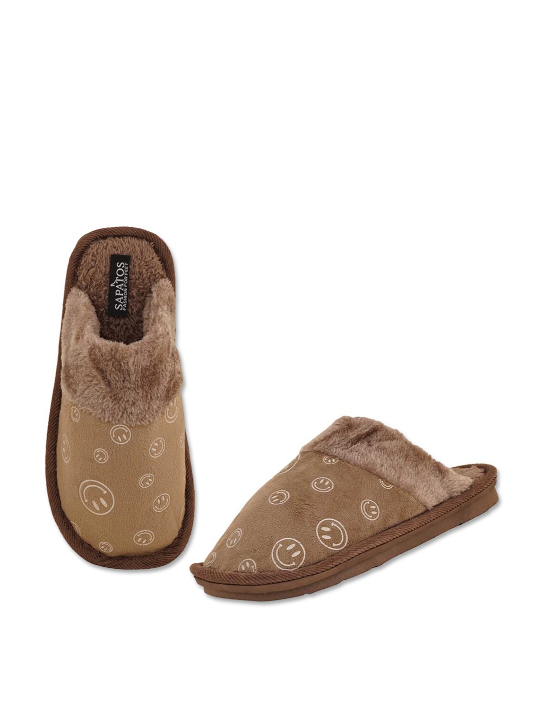 

SAPATOS Men Brown & White Printed Room Slippers