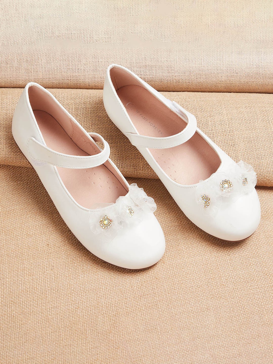 

Fame Forever by Lifestyle Girls White Embellished Ballerinas