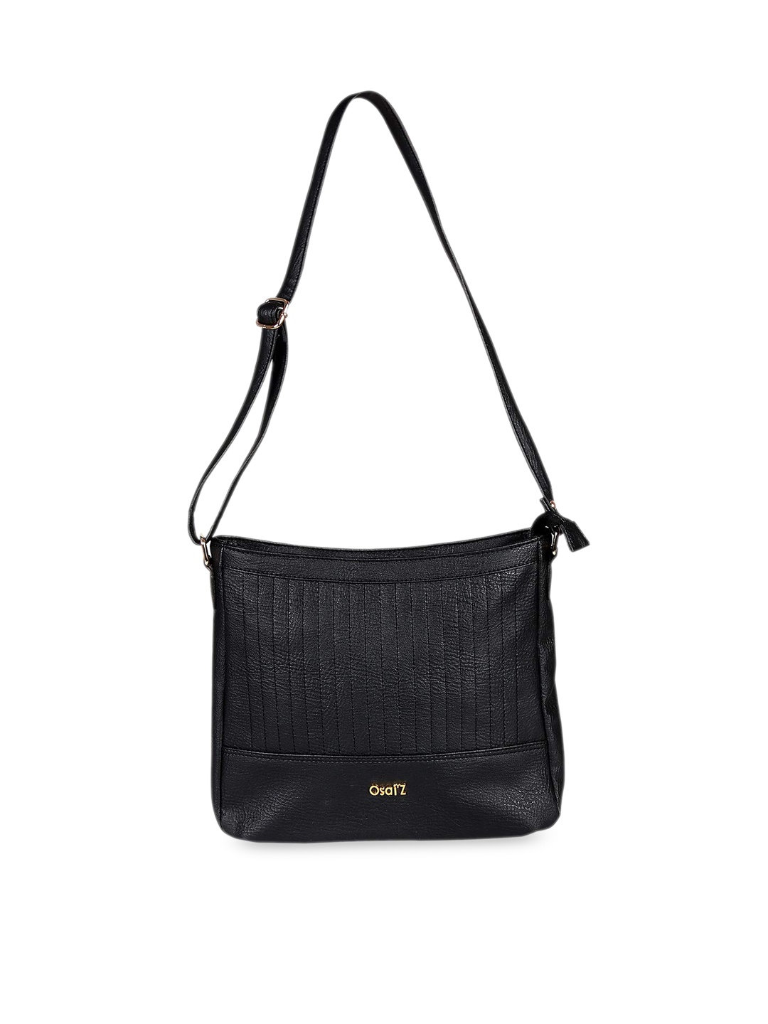 

OsaiZ Brown Textured Structured Sling Bag with Quilted