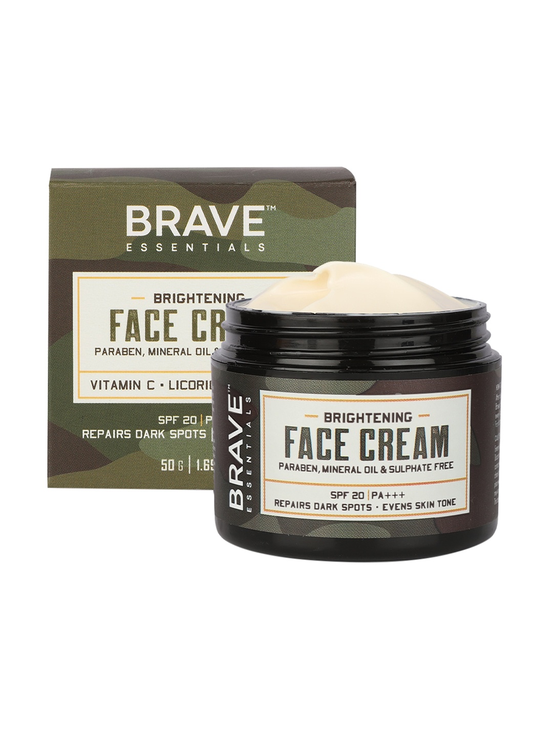 

BRAVE ESSENTIALS Men Essentials SPF 20 PA +++ Brightening Face Cream, Transparent
