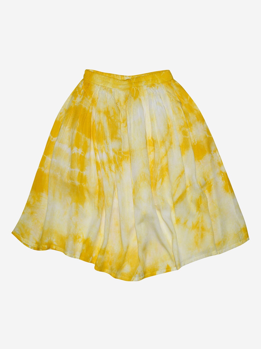 

KiddoPanti Girls Yellow Tie & Dye Dyed Flared Knee-Length Skirt