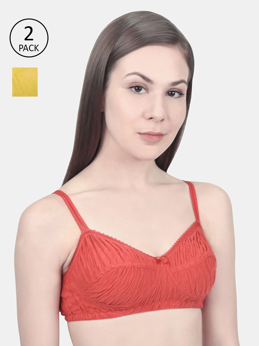 

Innocence Pack Of 2 Orange & Mustard Non-Padded Non-Wired Everyday Bra