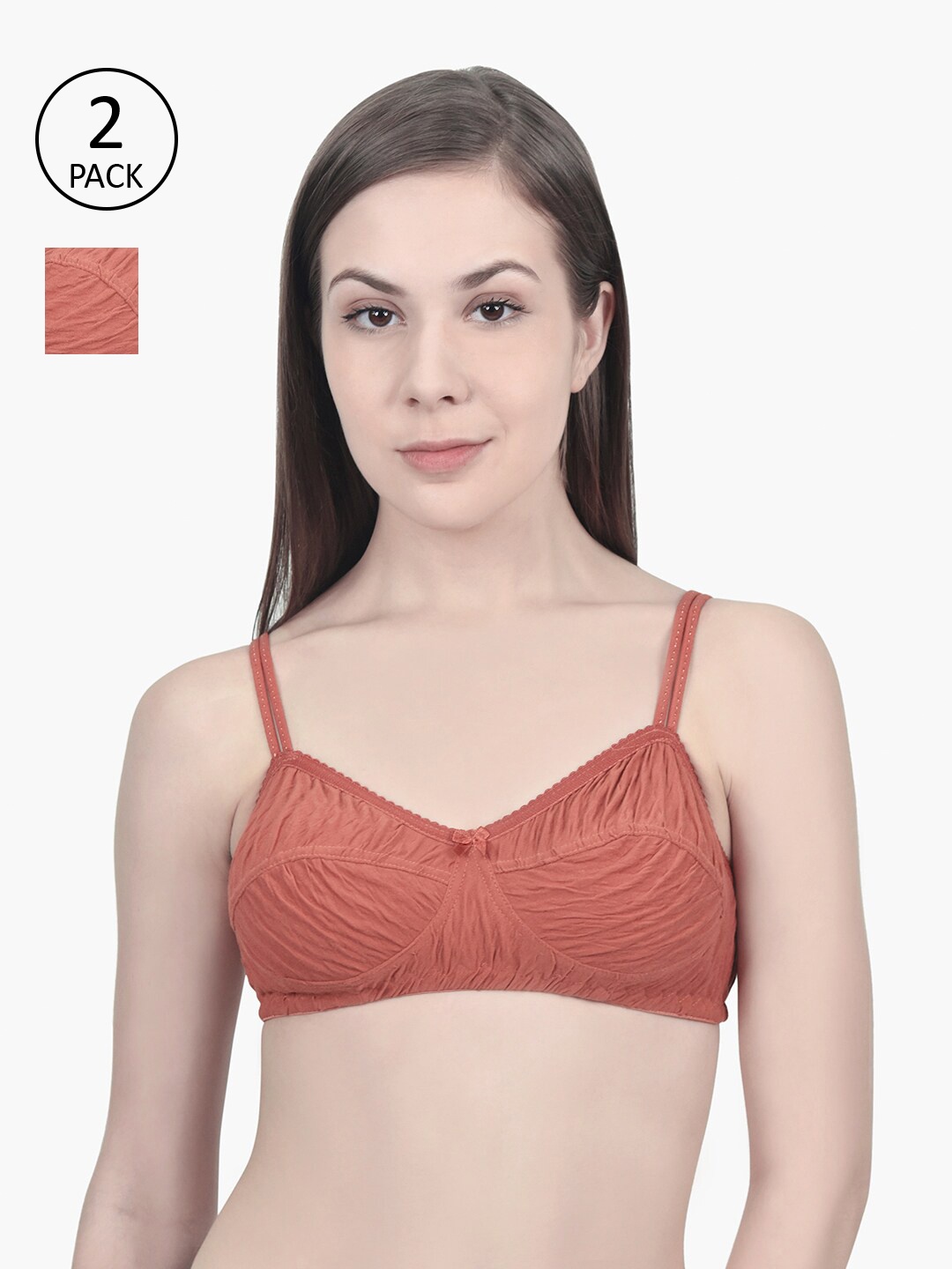 

Innocence Set Of 2 Rust Non Padded & Non Wired Solid Bra