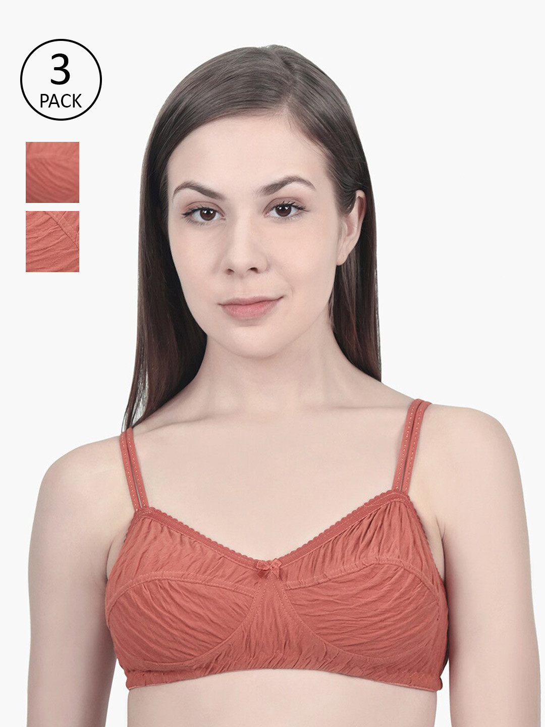 

Innocence Set Of 3 Rust Non Padded Cotton Bra