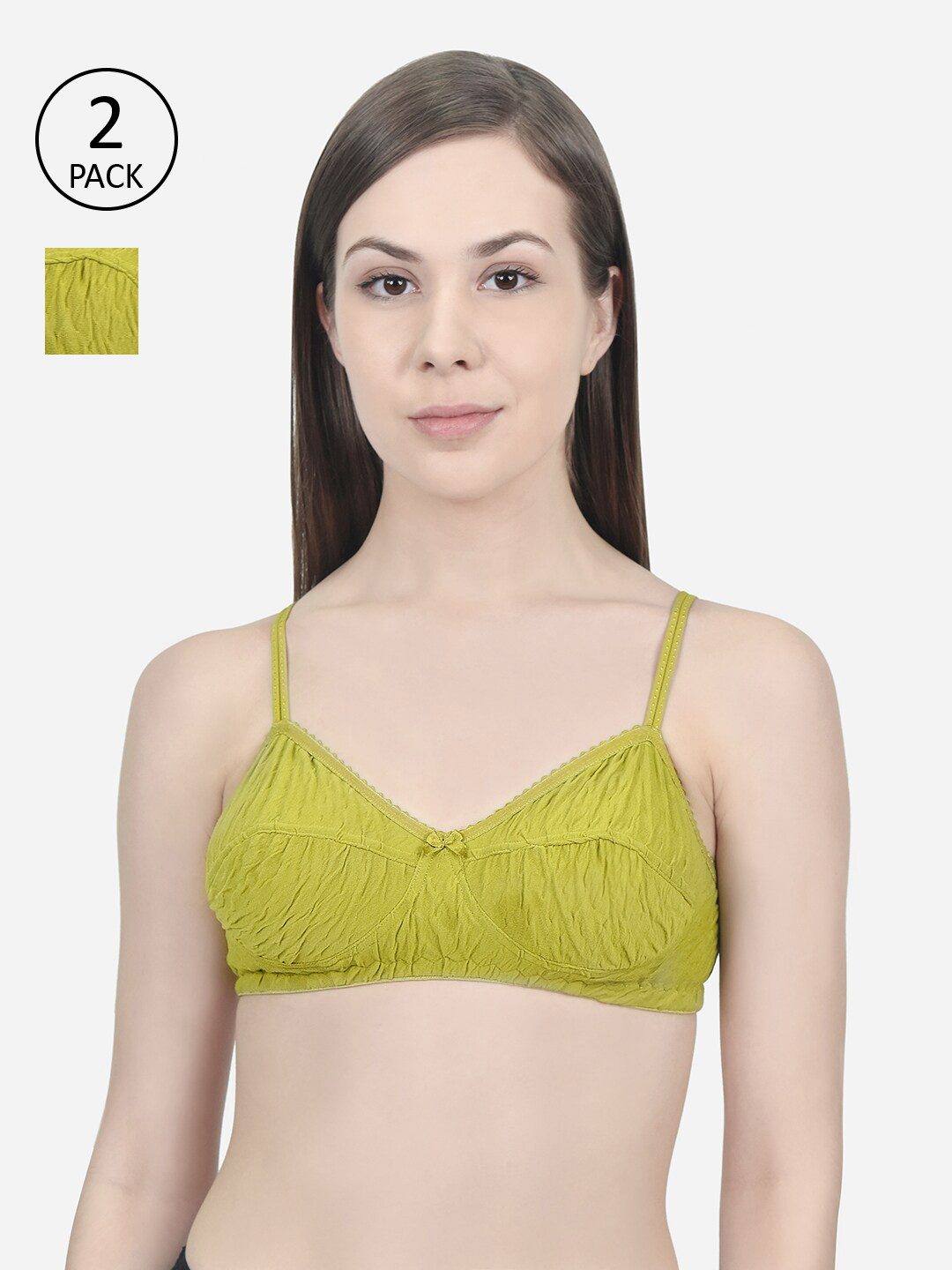 

Innocence Pack of 2 Green Bras - Wrinkle Non-Wired